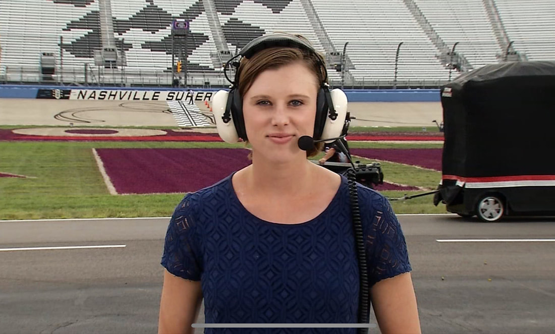 Rachel Tiede reporting from Nashville Superspeedway