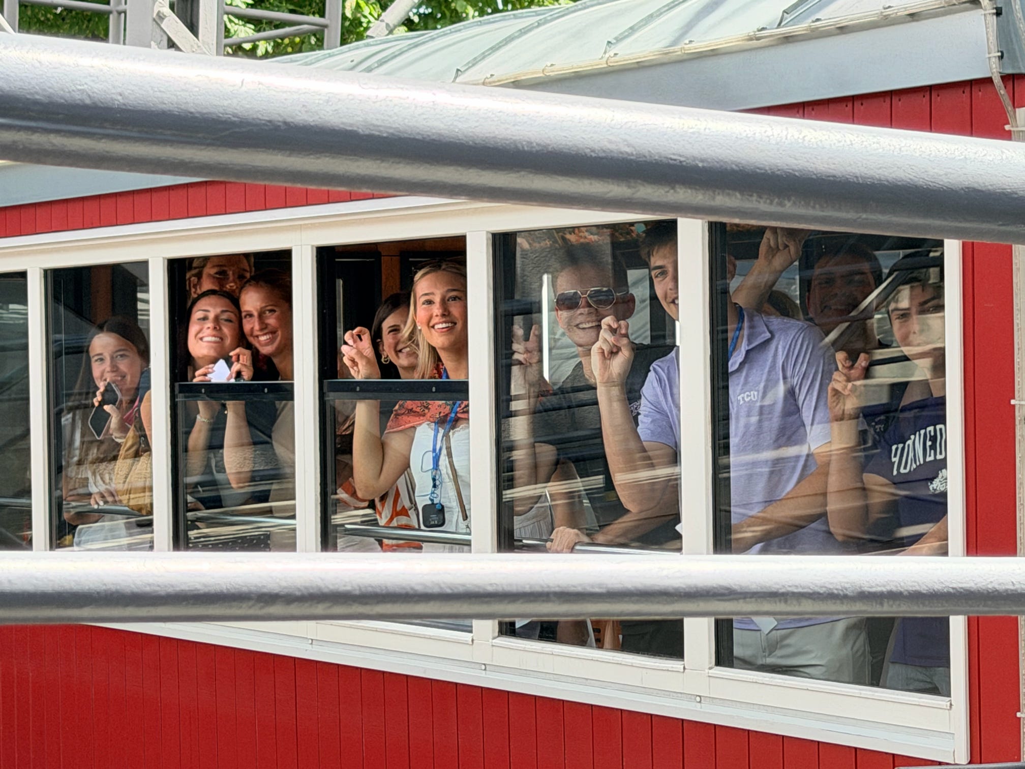 Students in a ferris wheel cabin in Vienna 