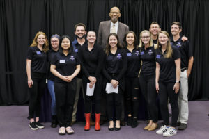 Kareem Abdul-Jabbar with a group of attendees