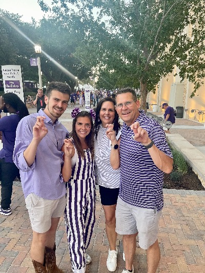Dawson with his family at a TCU football game