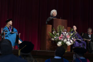 Dr. Marion Nestle speaks during Convocation