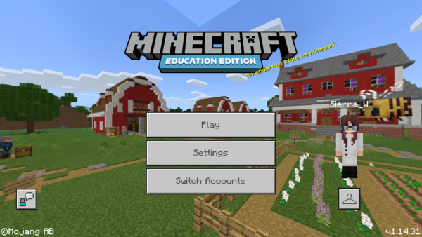 Minecraft Education Edition login page