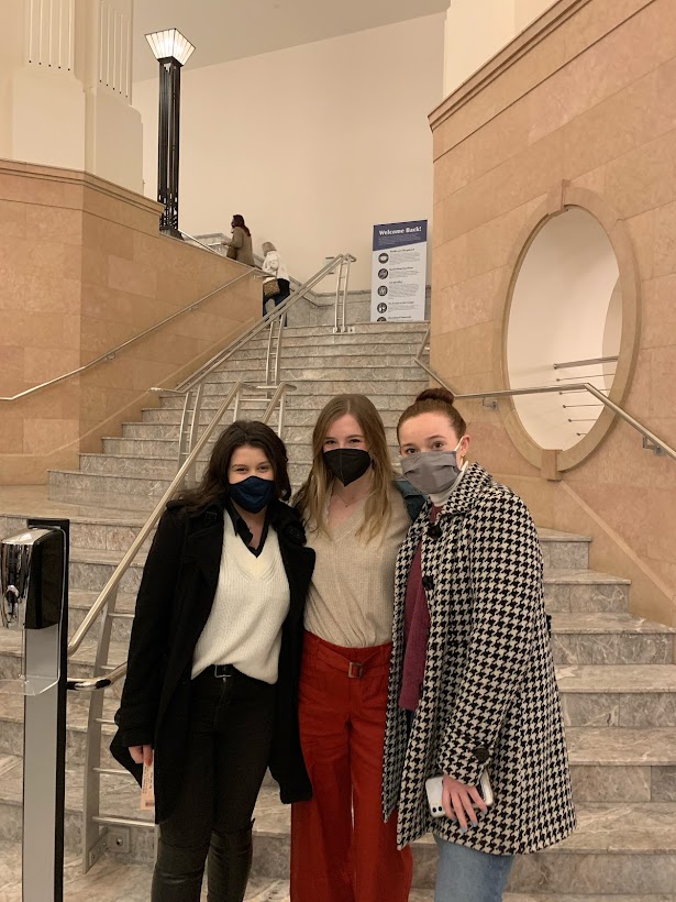 Roxy (center) attending “Dear Evan Hansen” at Bass Hall with the Honors College